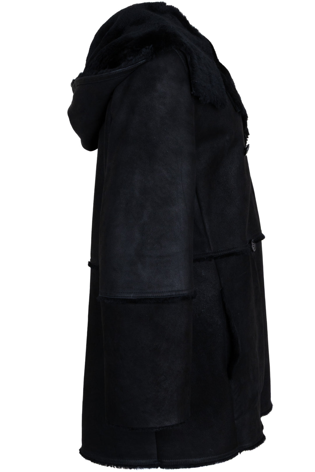 MAX MARA Manteau court à capuche en shearling noir