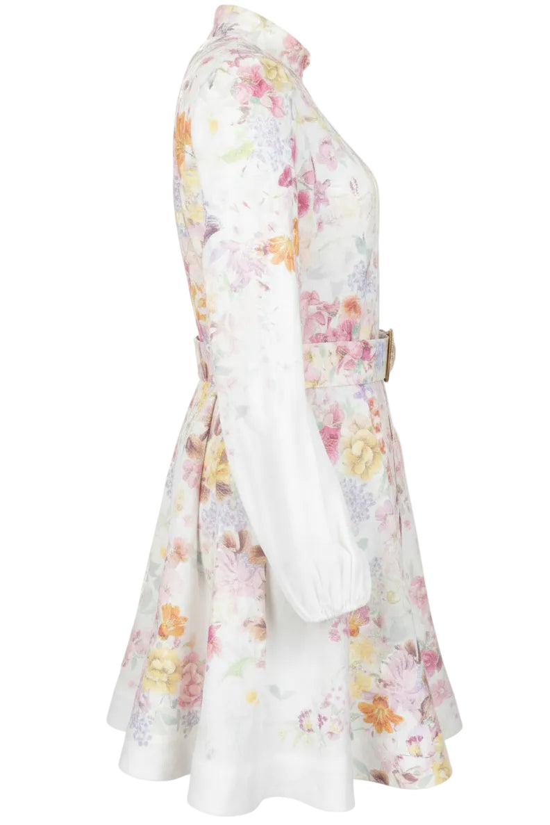 ZIMMERMANN Floral Belted Linen Dress White