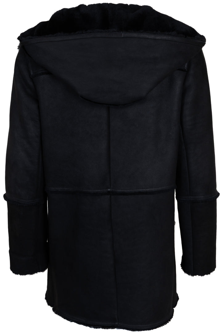 MAX MARA Manteau court à capuche en shearling noir
