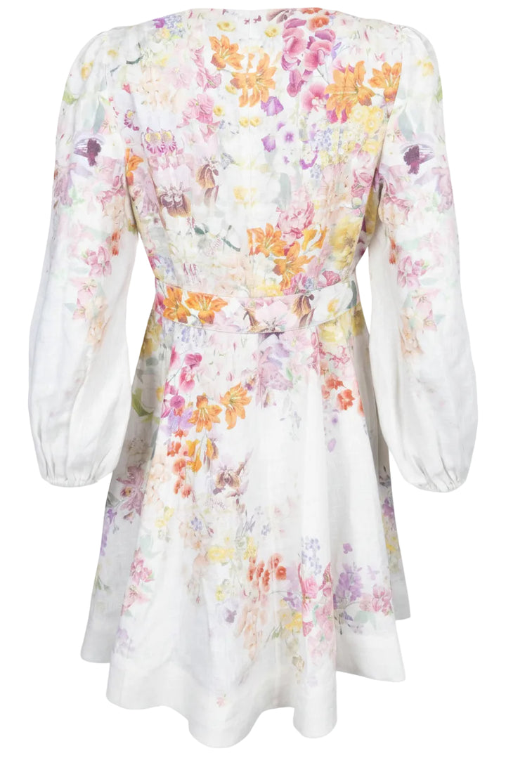ZIMMERMANN Floral Belted Linen Dress White