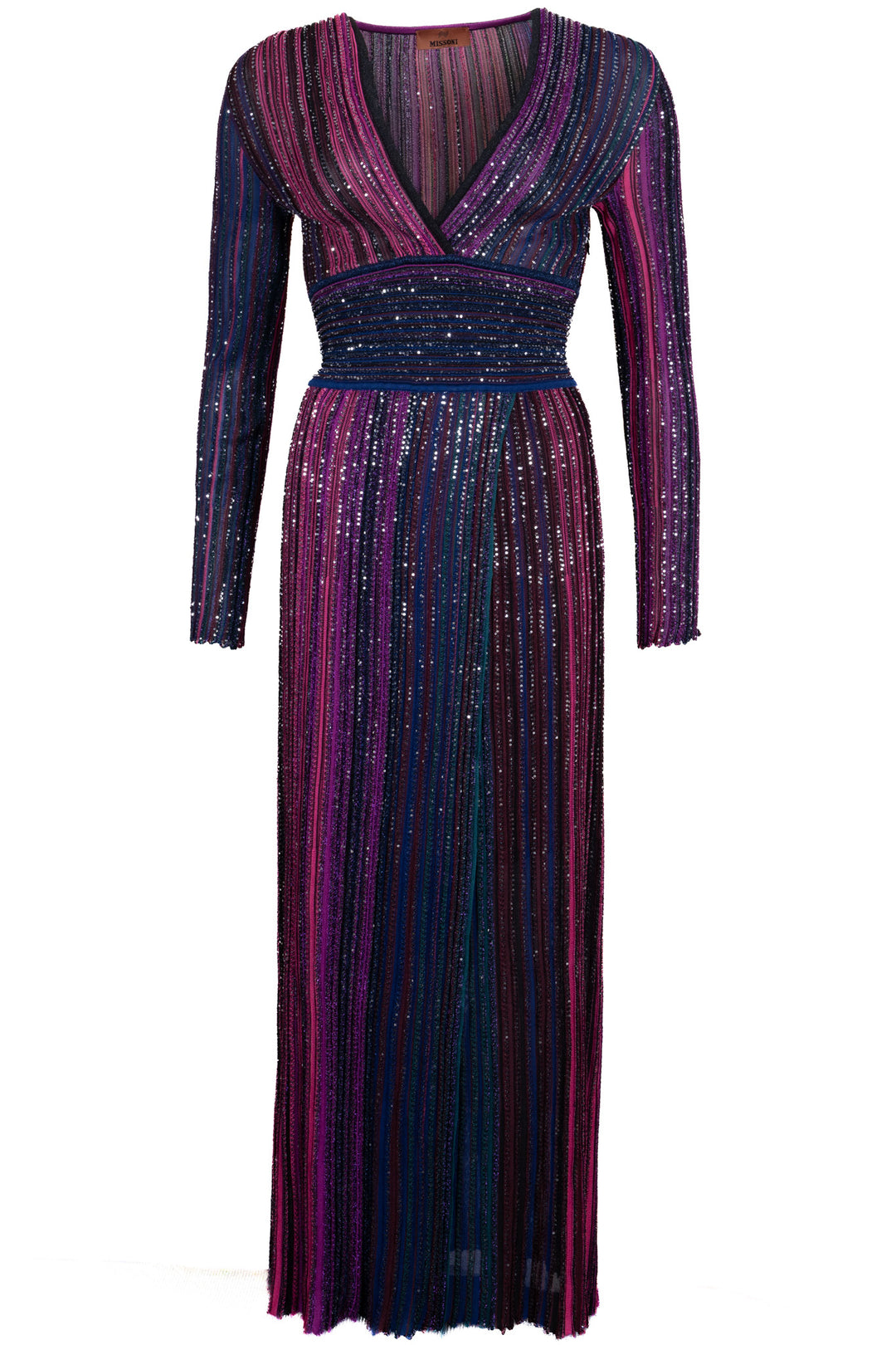 MISSONI Lurex Pleated Sequin Maxi Dress Purple