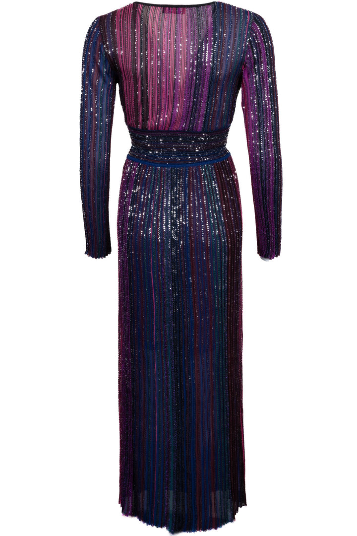 MISSONI Lurex Pleated Sequin Maxi Dress Purple