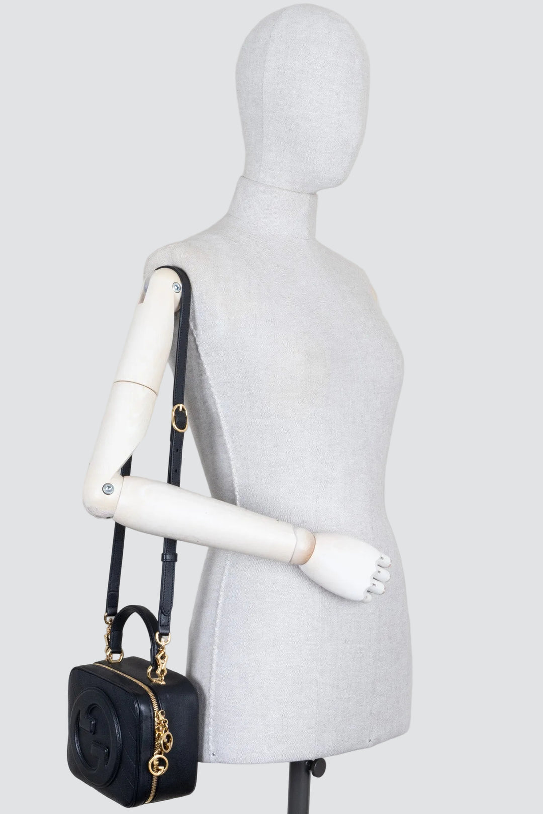 GUCCI Blondie Sac Porté Main G Entrelacés Cuir Noir