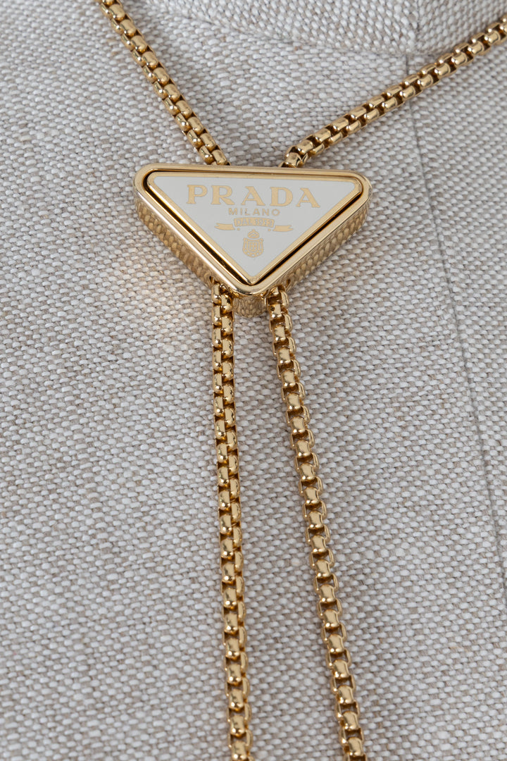 PRADA 2023 Triangle Mini Phone Bag Saffiano White
