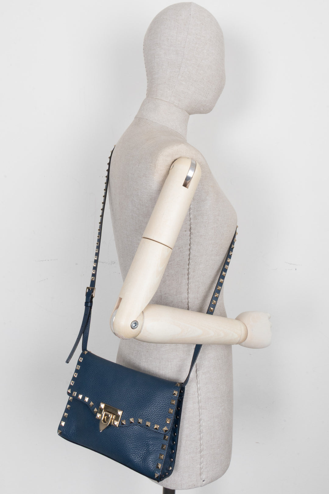VALENTINO Rockstud Crossbody Bag Small Leather Blue