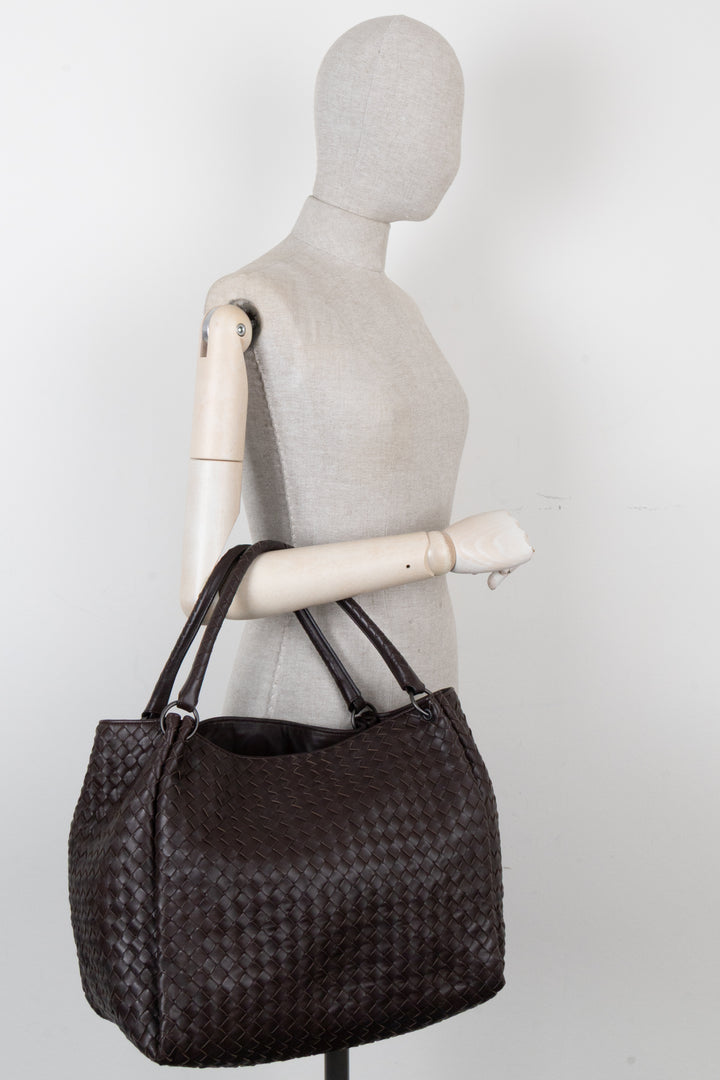 BOTTEGA VENETA Intrecciato Shoulder Bag Brown