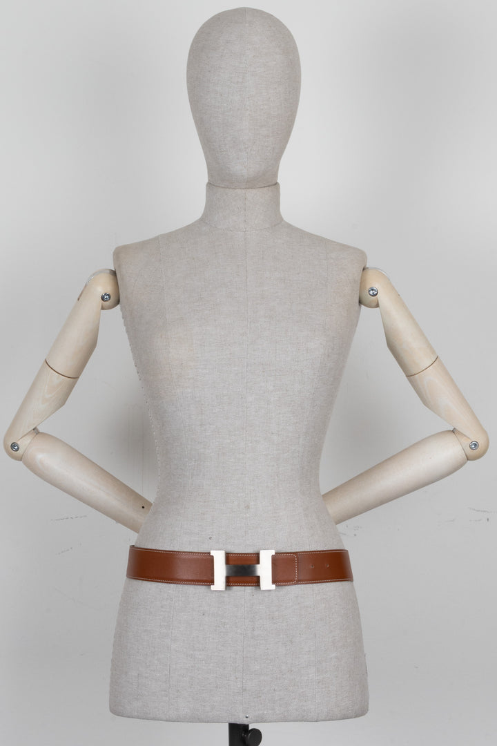 HERMÈS Constance 42 Reversible H Belt Tan