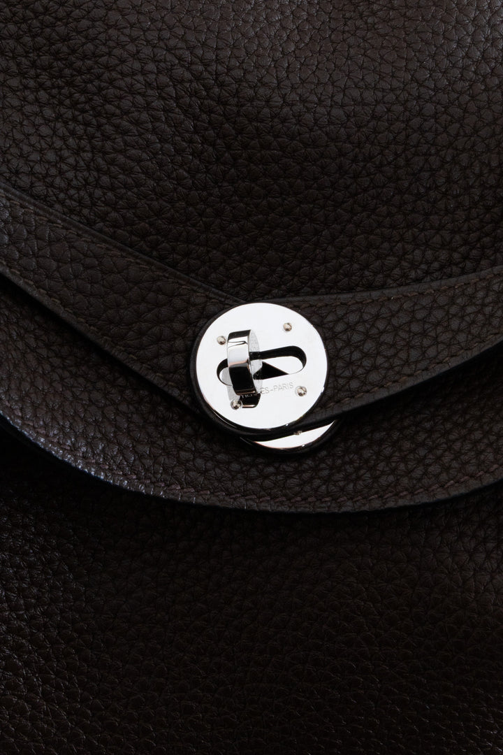 HERMÈS Lindy 30 Clemence Chocolate Palladium