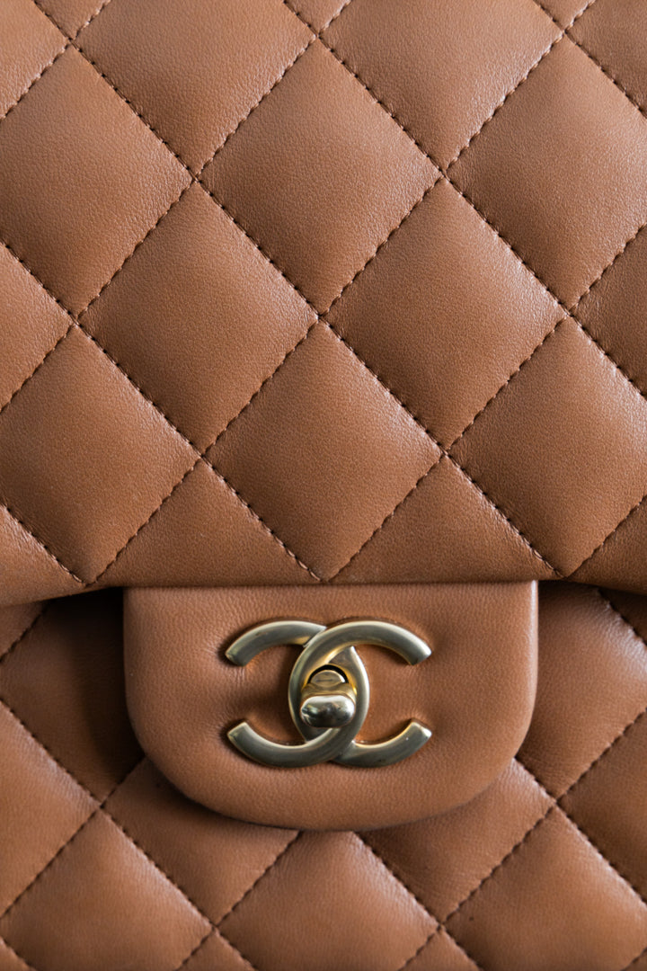 CHANEL Classic Double Flap Bag Large Camel