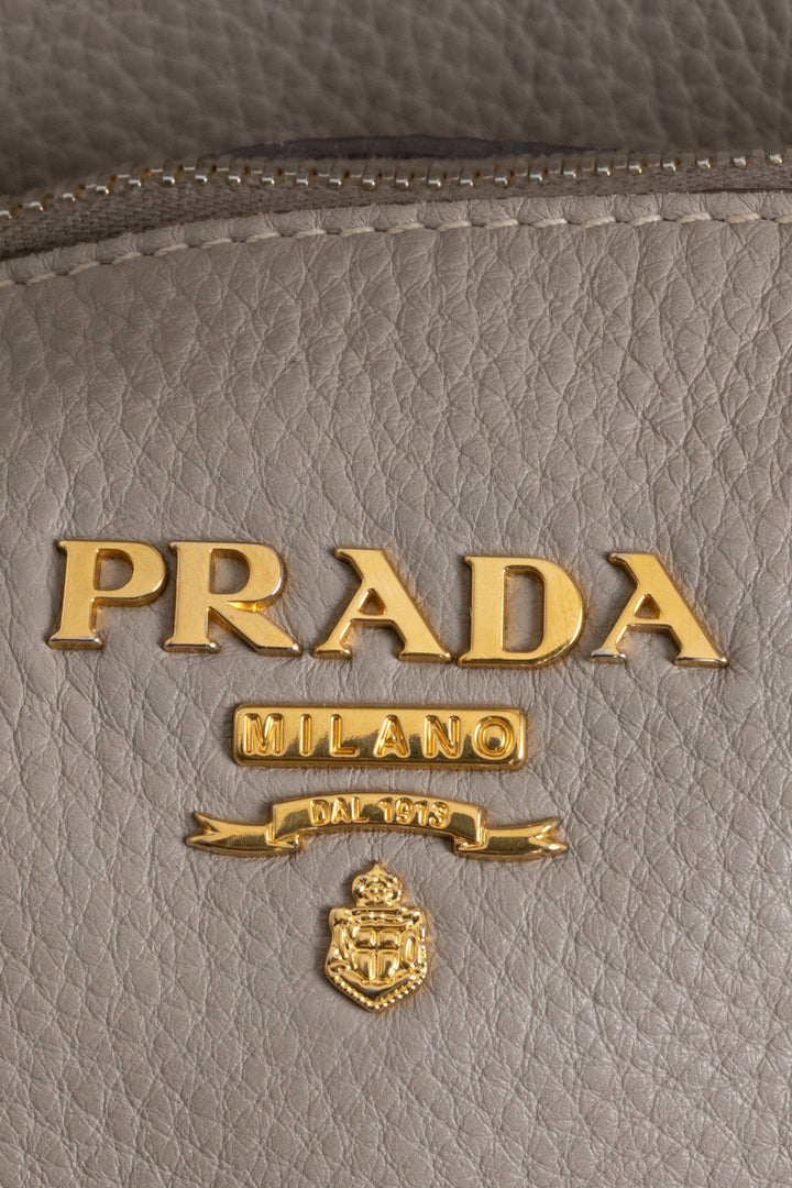 PRADA Daino Crossbody Bag Leather Grey