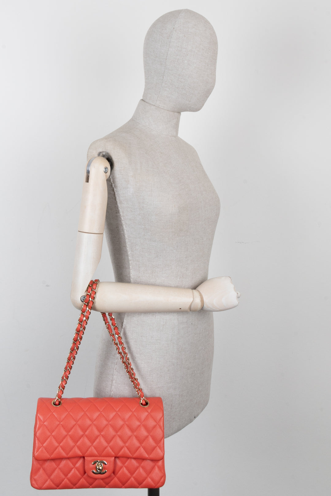 CHANEL Double Flap Bag Medium Caviar Apricot