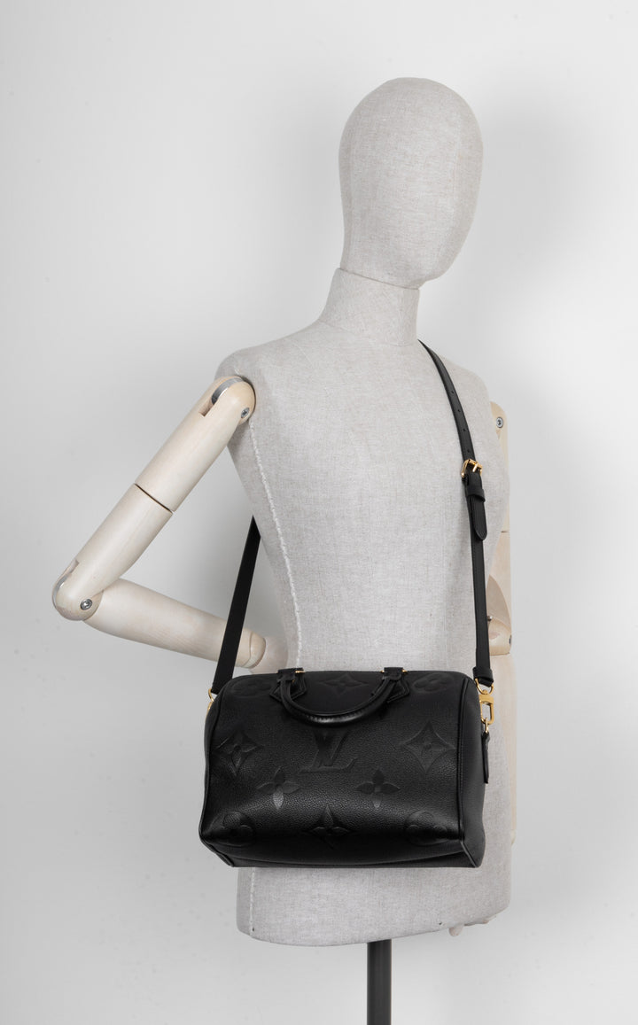 LOUIS VUITTON Speedy 25 Bandoulière MNG Empreinte Noir