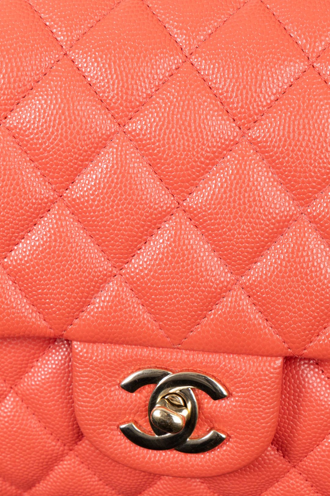 CHANEL Double Flap Bag Medium Caviar Apricot