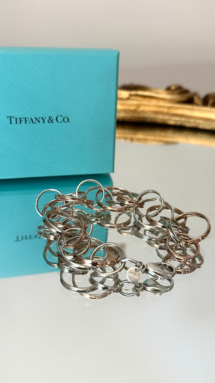 TIFFANY&amp;Co. 1837 Interlocking Circles Bracelet Rubedo Silver