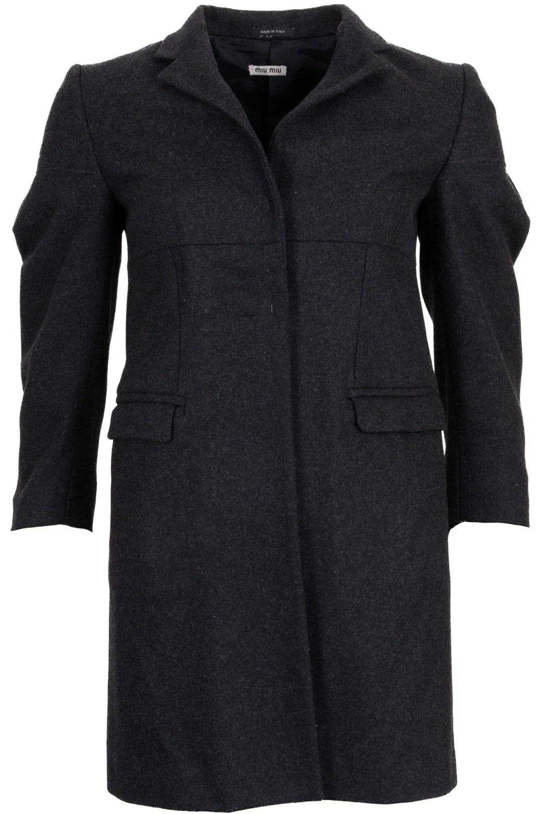 MIU MIU Manteau Court à Rabat Laine Anthracite