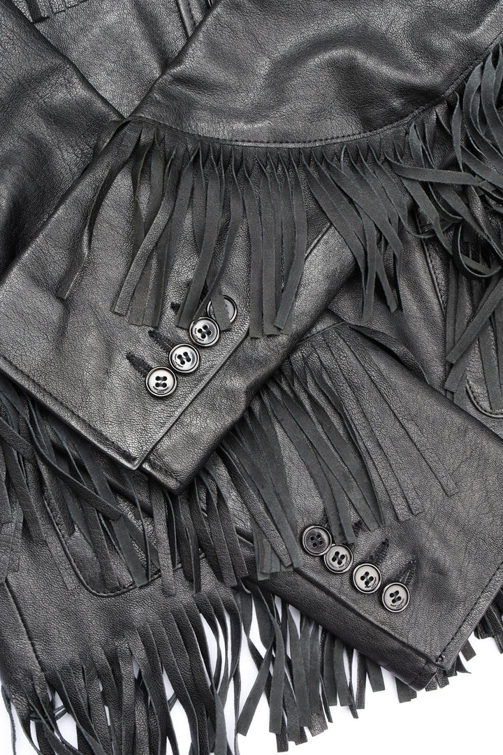 SAINT LAURENT Leather Jacket Fringes Lamb Black