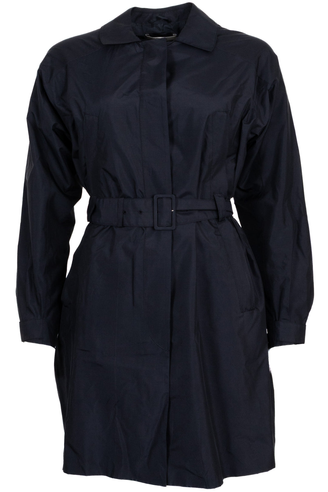 PRADA Trench-coat ceinturé en soie bleu marine