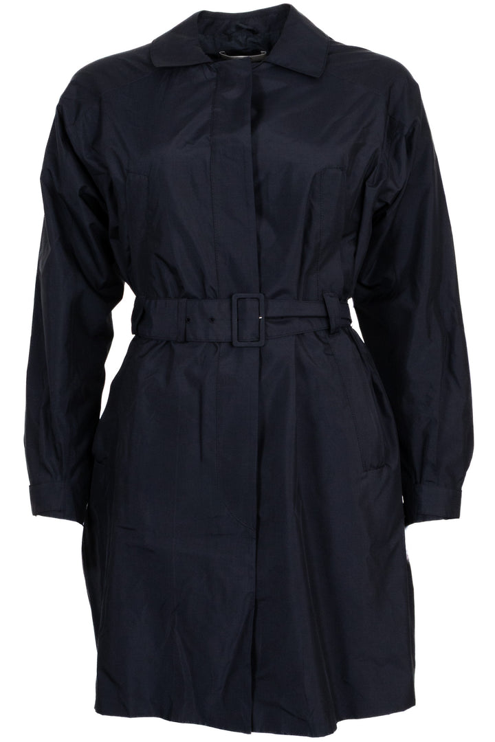 PRADA Trench-coat ceinturé en soie bleu marine