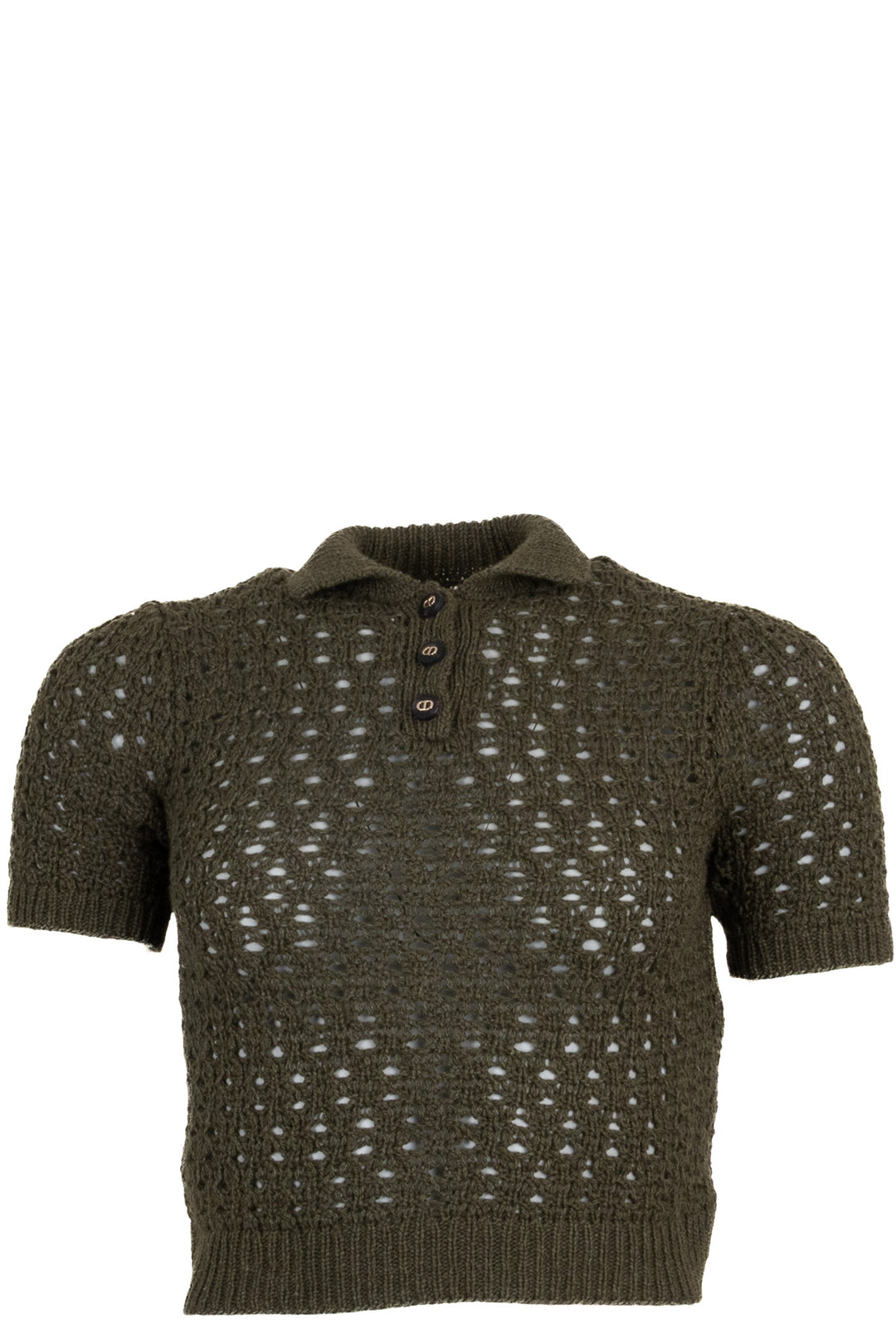 Polo en maille à boutons Christian Dior CD Olive