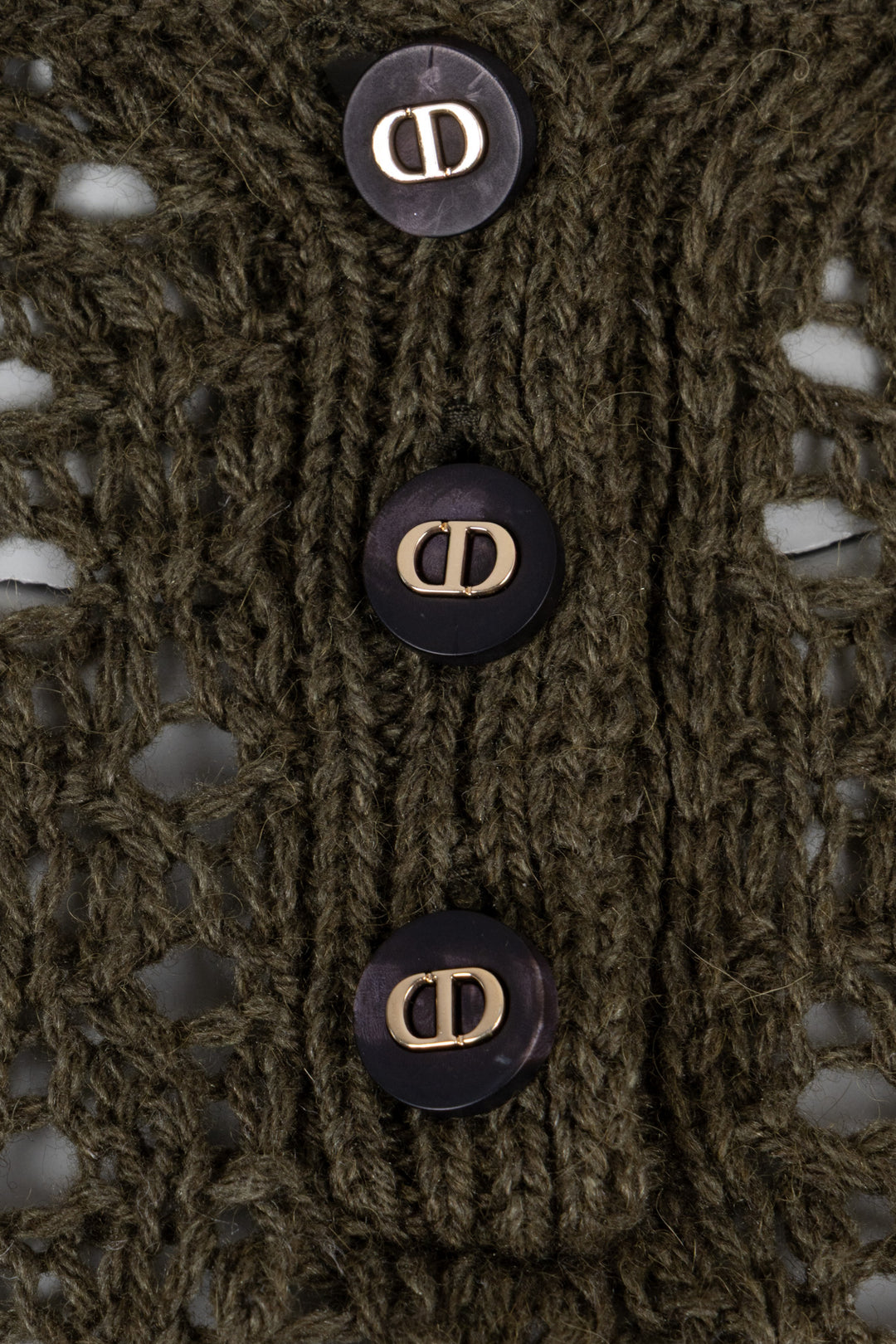Polo en maille à boutons Christian Dior CD Olive