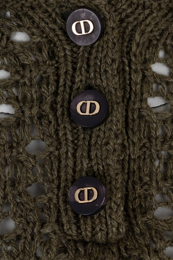 Polo en maille à boutons Christian Dior CD Olive