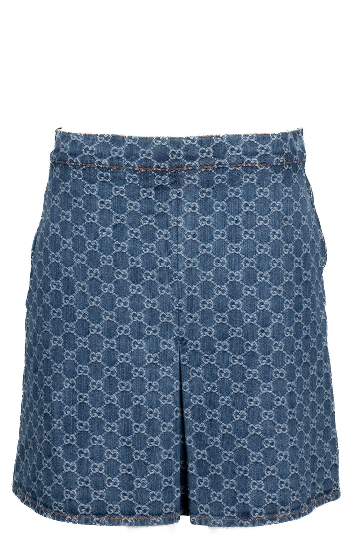 GUCCI Jupe plissée en jean GG Supreme bleue