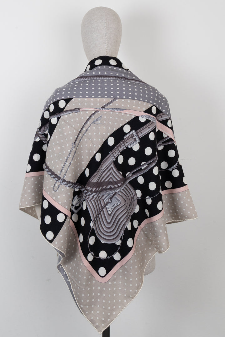 HERMÈS Clic Clac 140 Scarf Grey Cashmere Silk