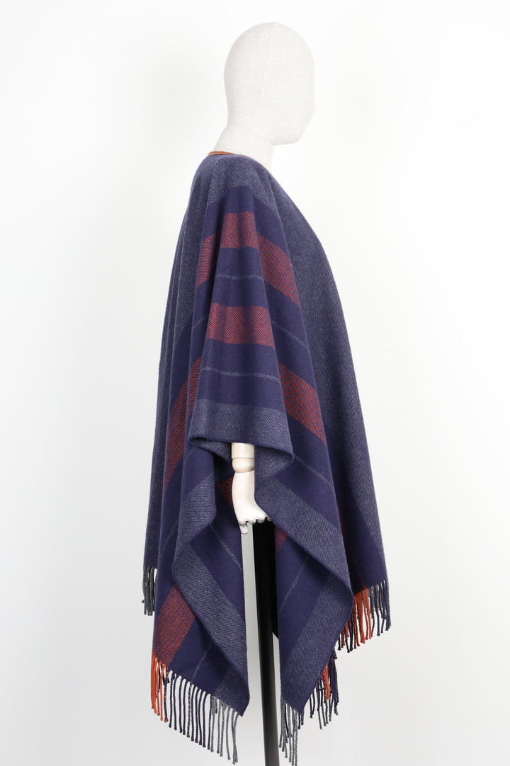 HERMÈS Poncho Rocabar Wool Blue