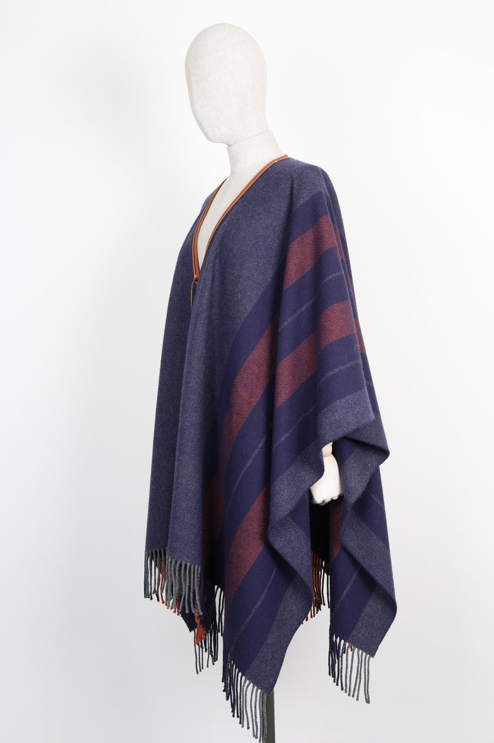 HERMÈS Poncho Rocabar Wool Blue