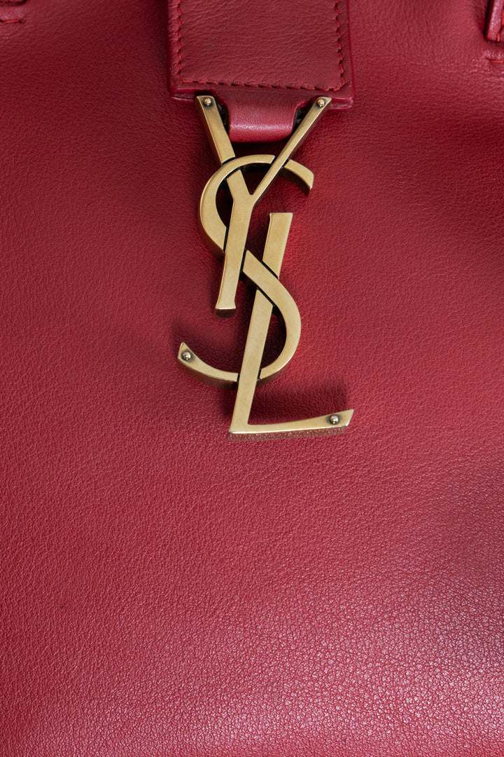 SAINT LAURENT Cabas Monogramme Sac Cuir Rouge