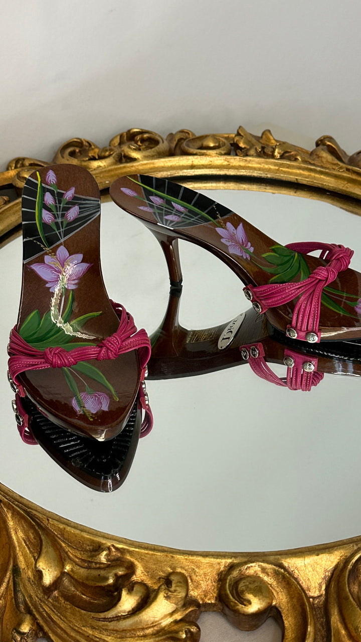 CHRISTIAN DIOR Wooden Heels Brown