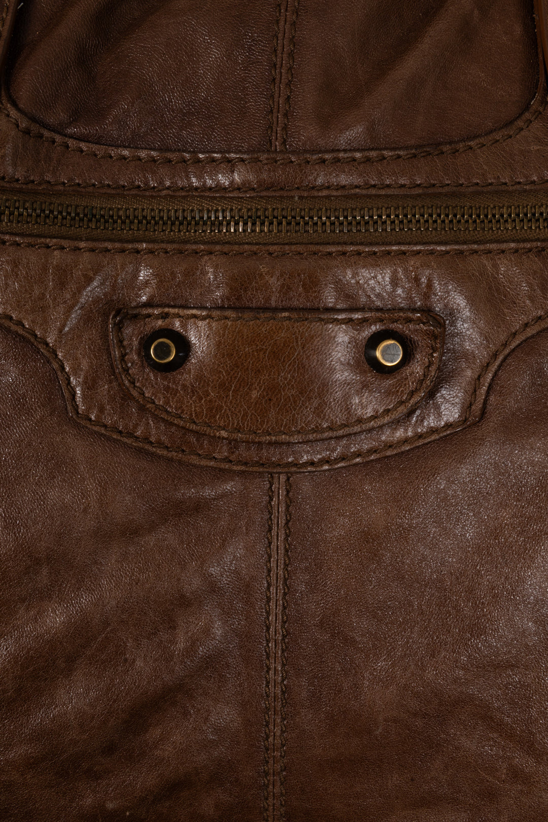 BALENCIAGA Vintage Motocross Classic Weekender Cuir Marron
