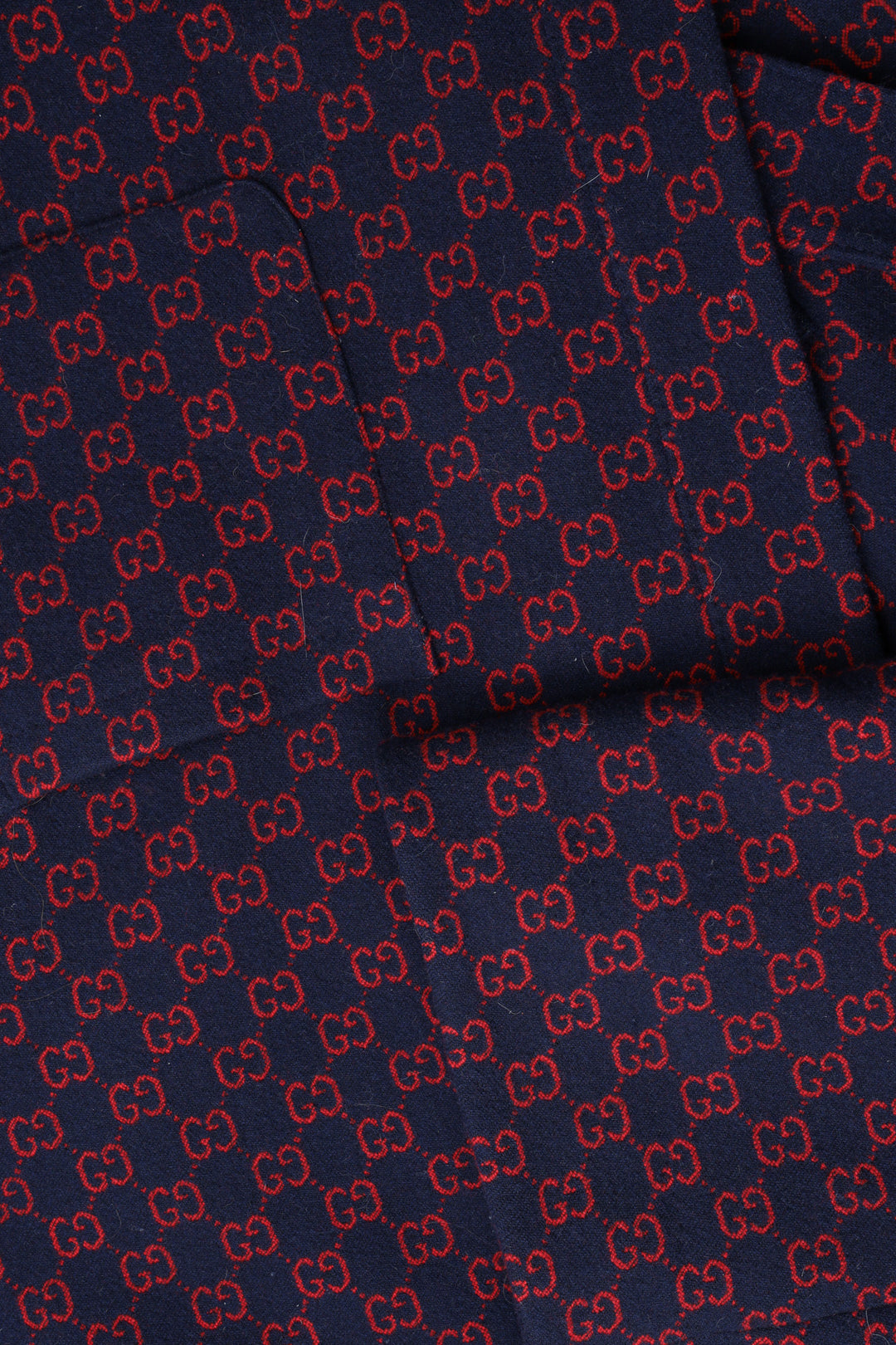 GUCCI Bathrobe Coat Wool GG Logo Blue  Red
