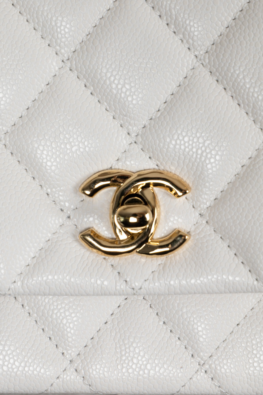 CHANEL Top Handle Small Flap Caviar White