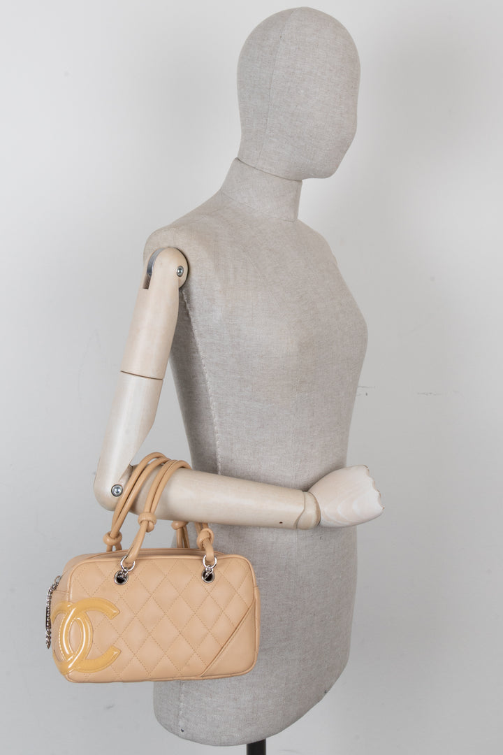 Sac bowling CHANEL Cambon CC petit modèle beige