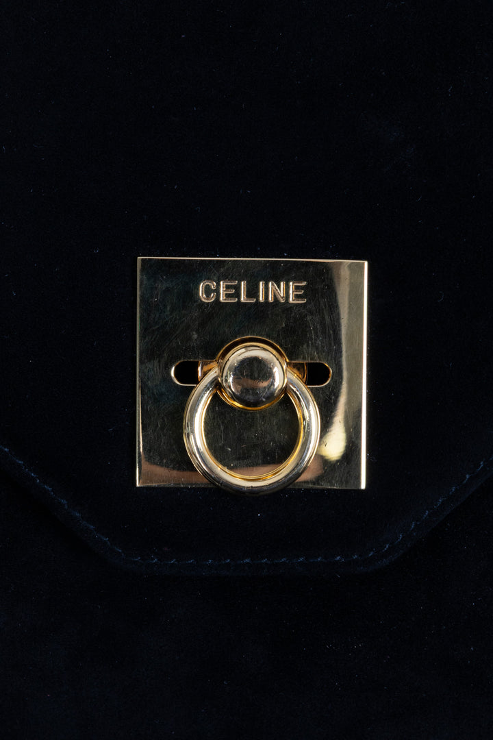 CELINE Vintage C Clutch Suede Black