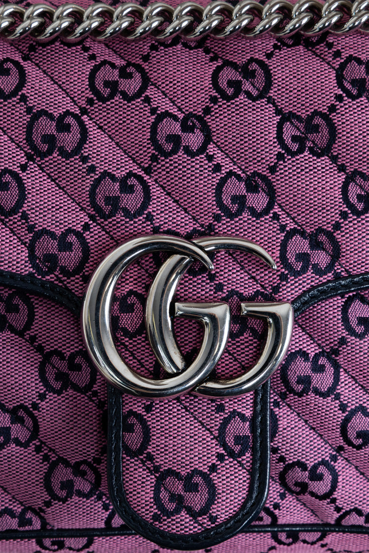 GUCCI Sac porté épaule moyen GG Marmont Toile Rose