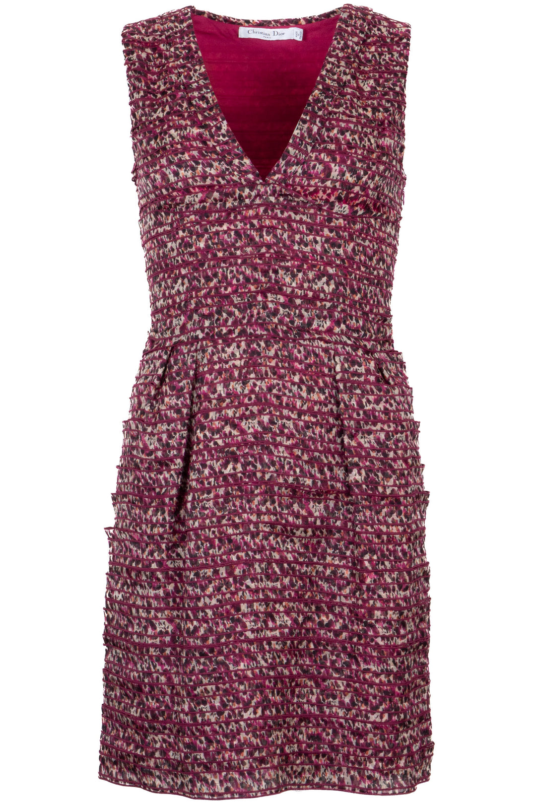 Robe plissée col en V en soie violette CHRISTIAN DIOR
