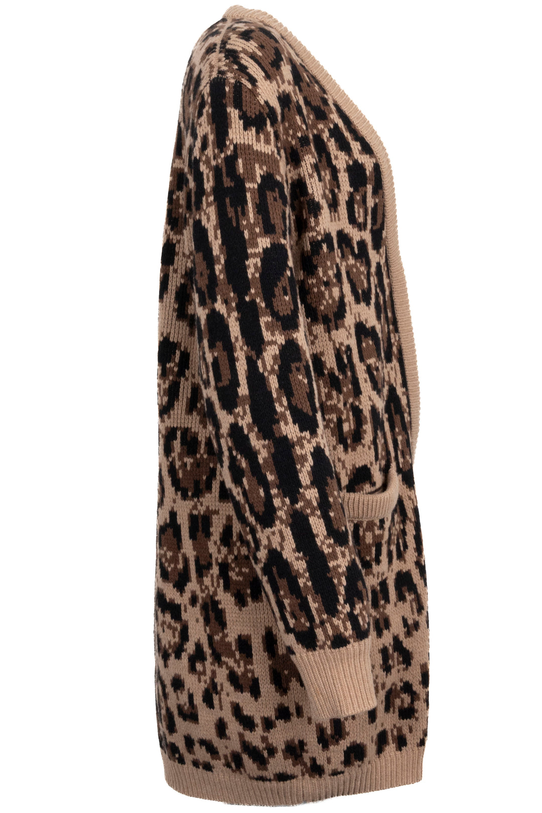 DOLCE&GABBANA Long Knit Cardigan Leopard Print Brown