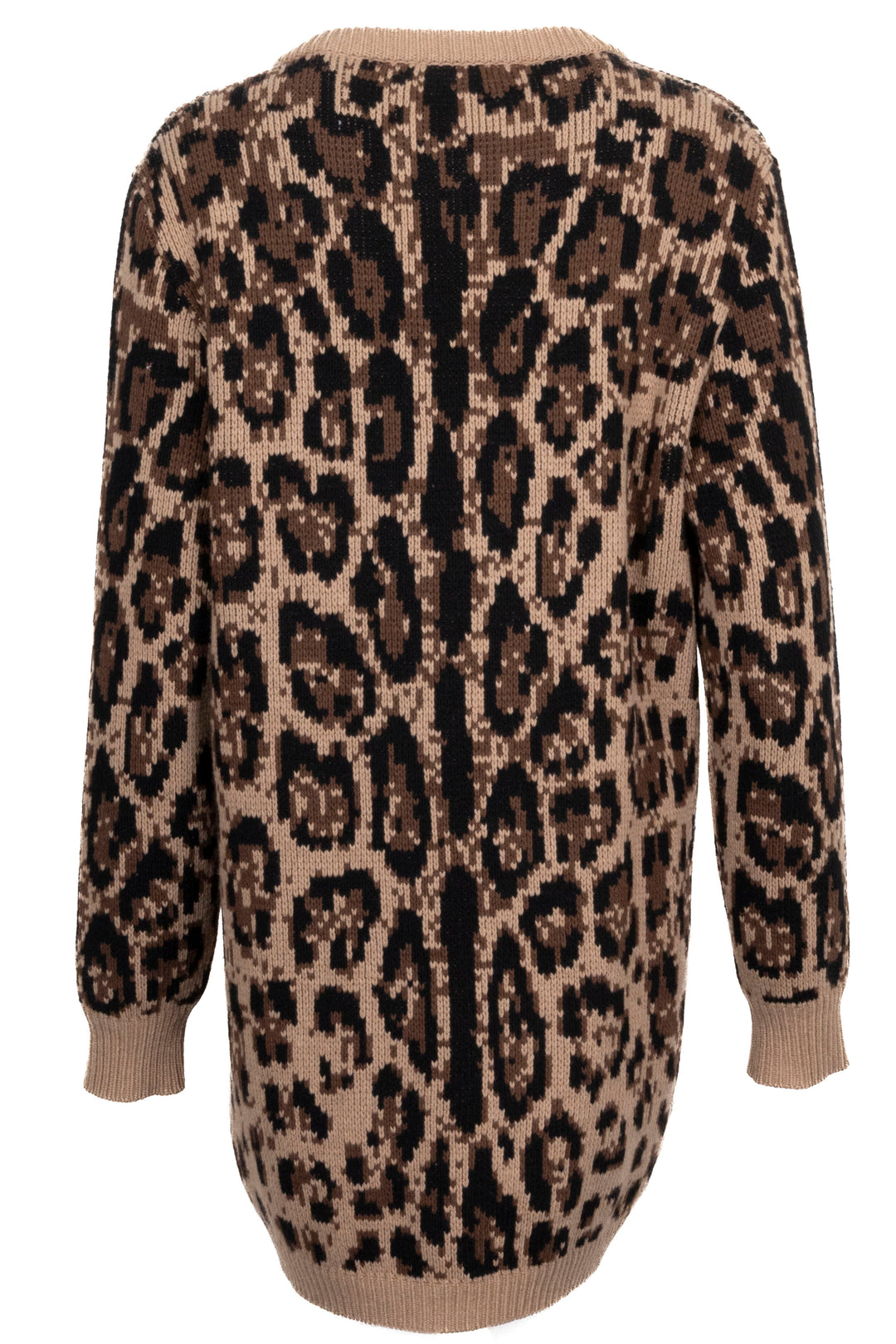 DOLCE&GABBANA Long Knit Cardigan Leopard Print Brown
