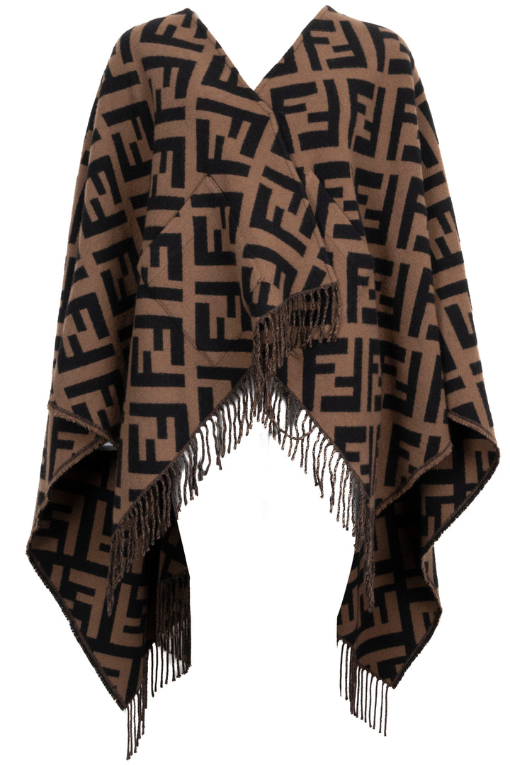 FENDI FF Poncho Cashmere Brown