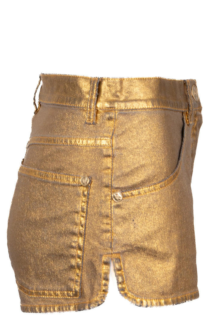CHANEL 2014 Metallic Shorts Cotton Gold
