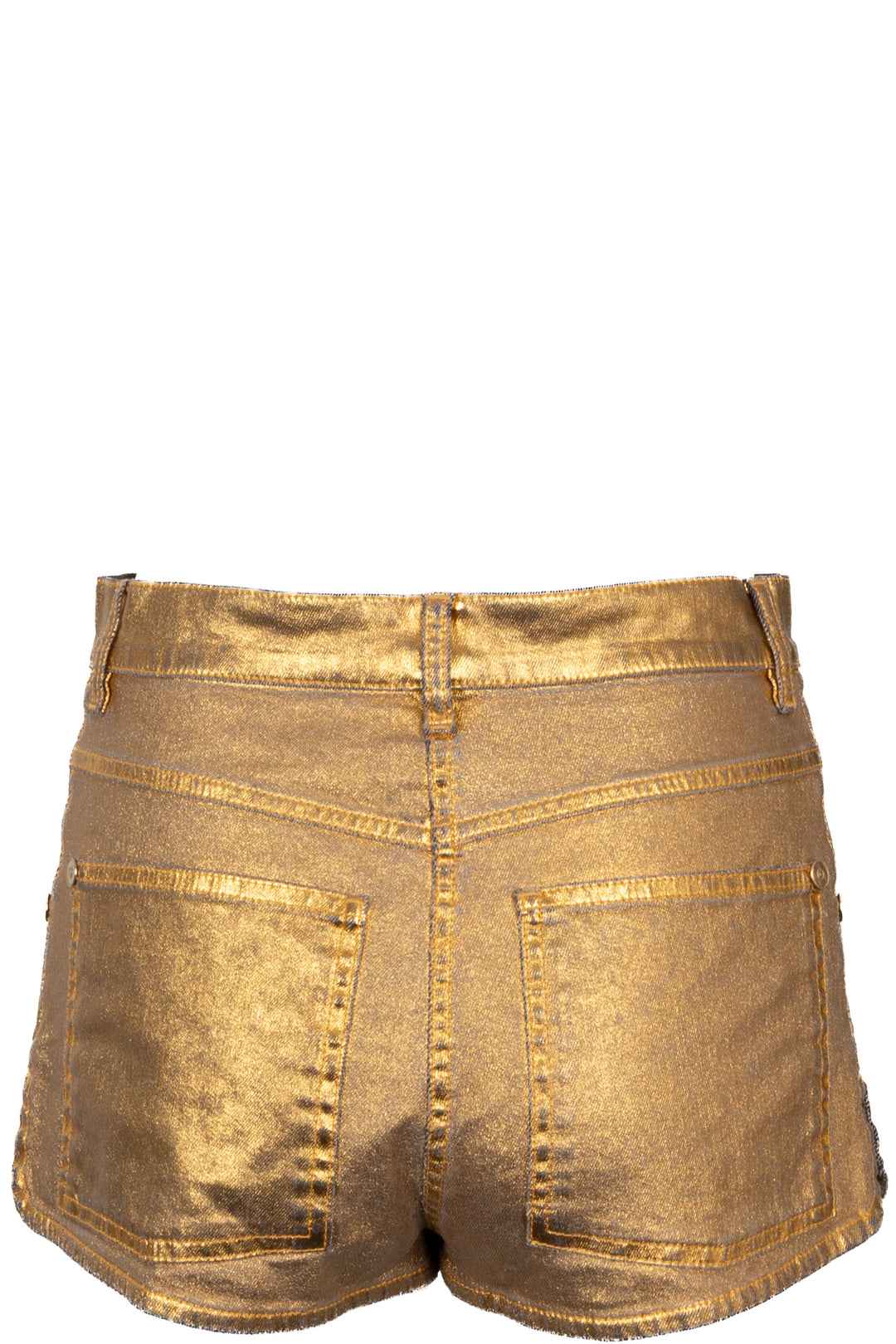 CHANEL 2014 Metallic Shorts Cotton Gold