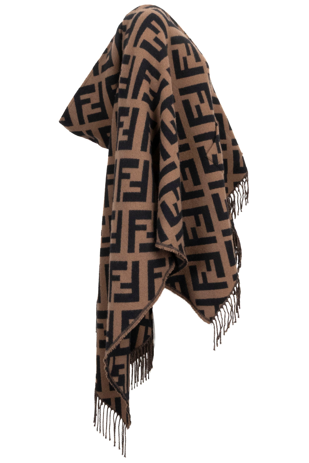 FENDI FF Poncho Cashmere Brown