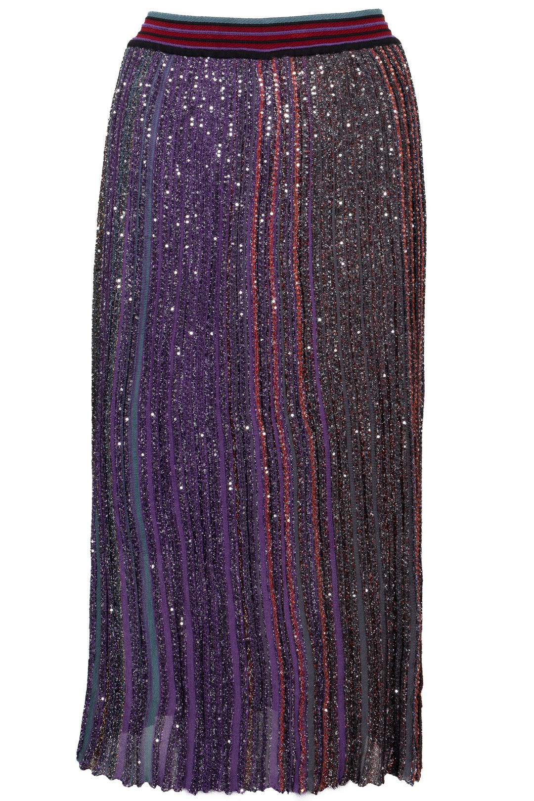 MISSONI Lurex Pleated Midi Skirt Purple