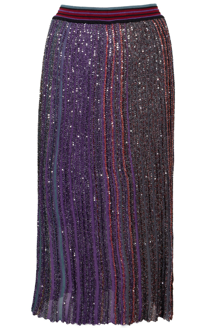 MISSONI Lurex Pleated Midi Skirt Purple