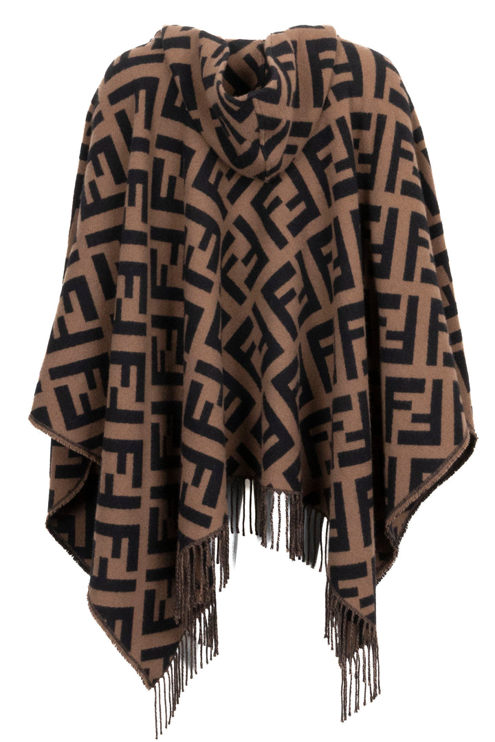 FENDI FF Poncho Cashmere Brown