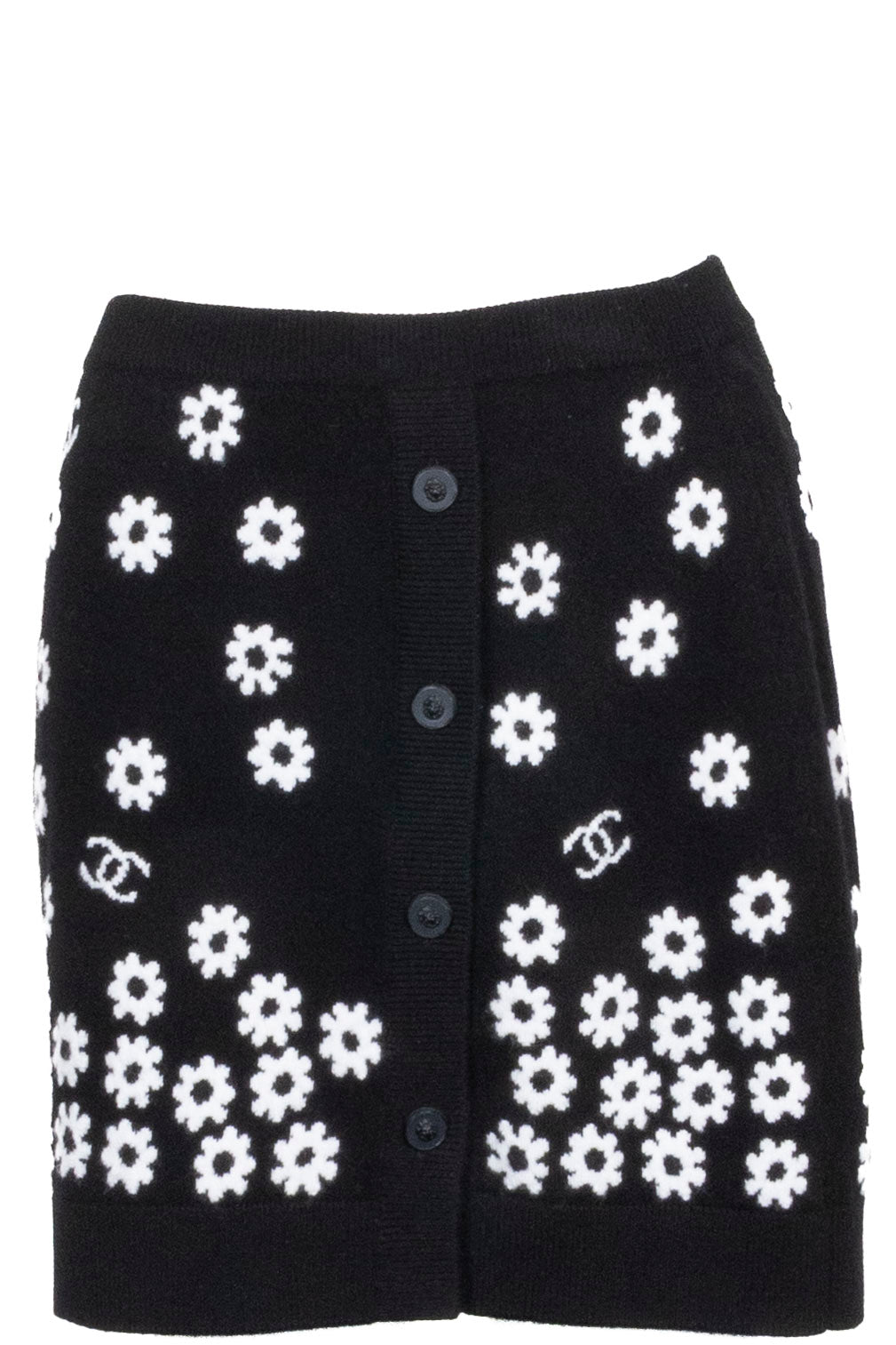 CHANEL CC Flower Skirt Cashmere Black