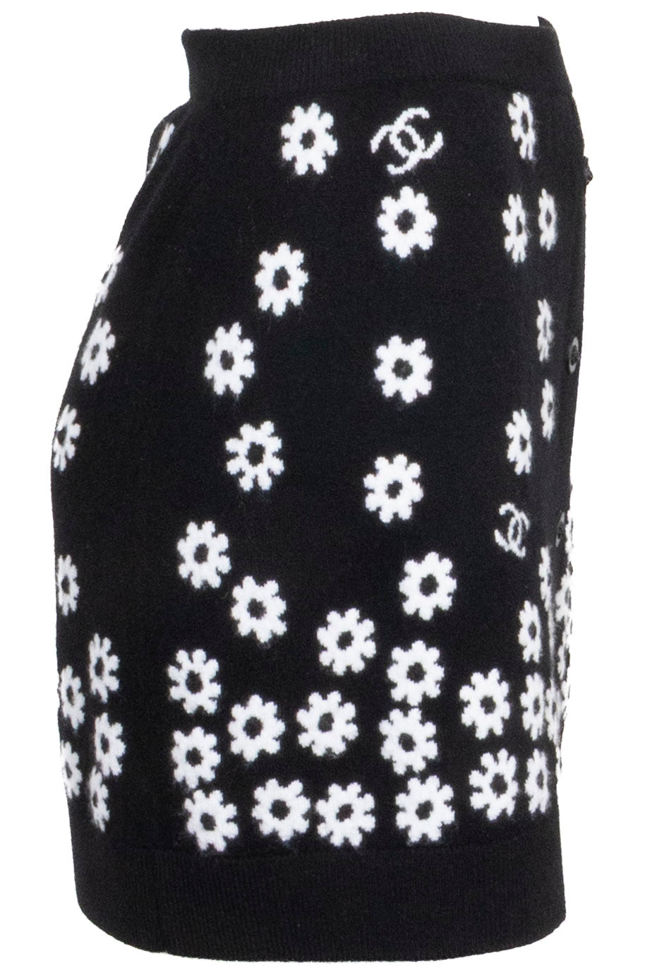 CHANEL CC Flower Skirt Cashmere Black