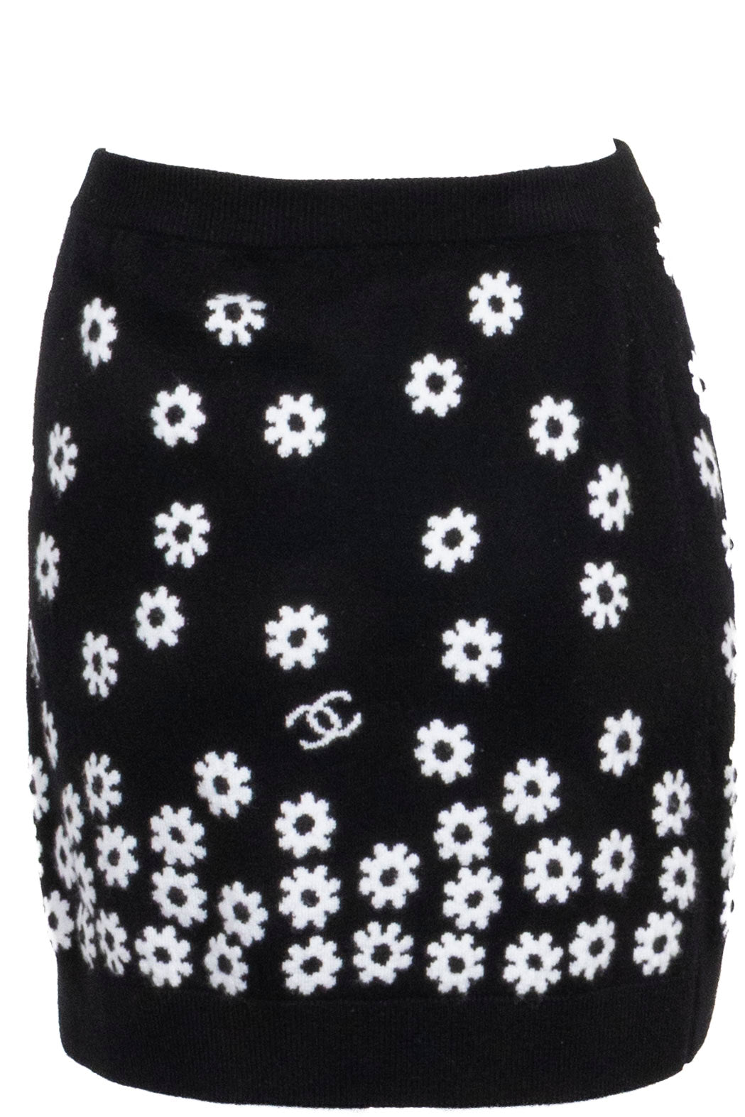 CHANEL CC Flower Skirt Cashmere Black